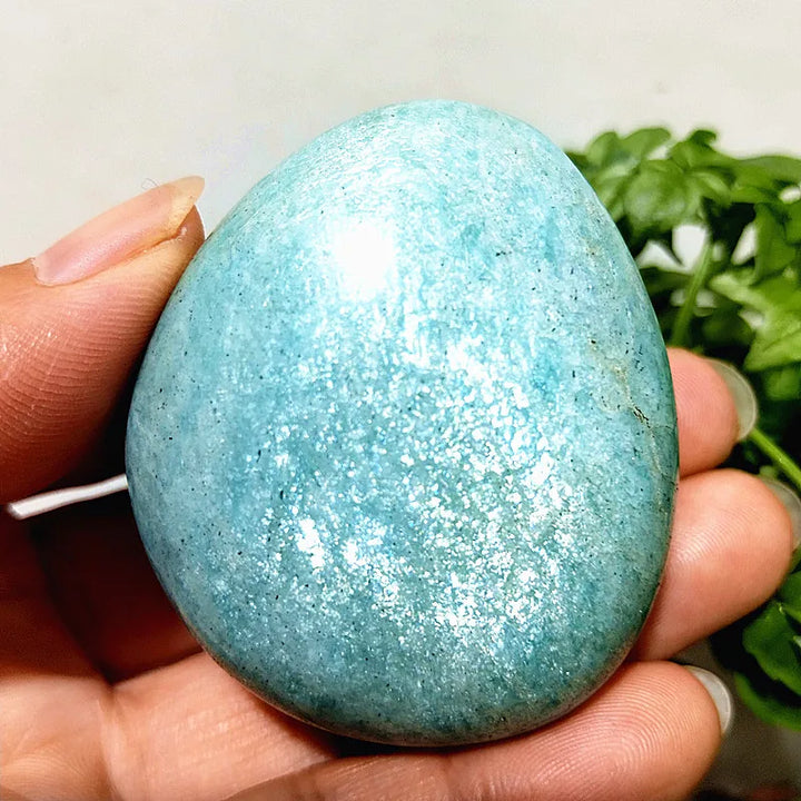 Amazonite Crystal Polished Palm Stone Natural Specimen