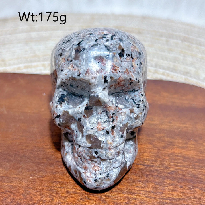 Yooperlite Crystal Carved Skull UV Reactive Glowing Stone
