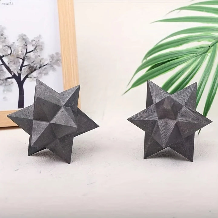 Shungite Crystal Carved Merkaba Star Sacred Geometry