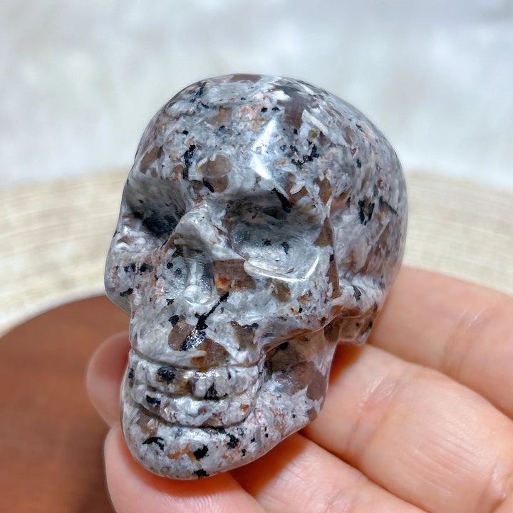 Yooperlite Crystal Carved Skull UV Reactive Glowing Stone