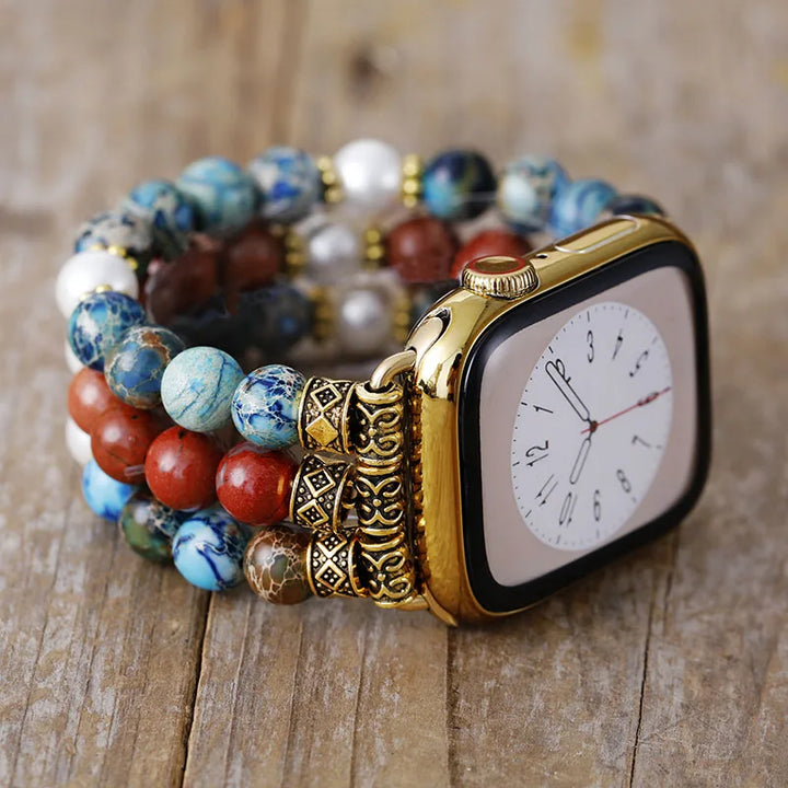 Crystal Stone Apple Watch Band in Jasper or Matte Quartz