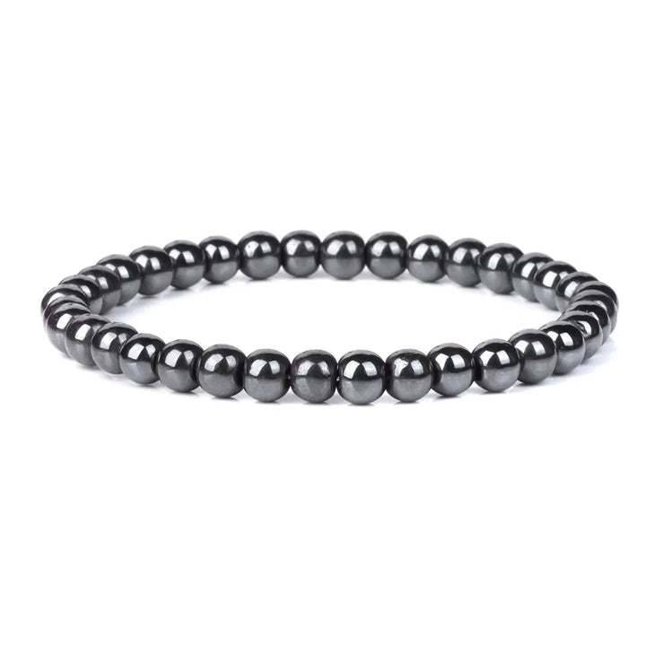 Natural Hematite Bead Bracelet Stretch Bangle Unisex