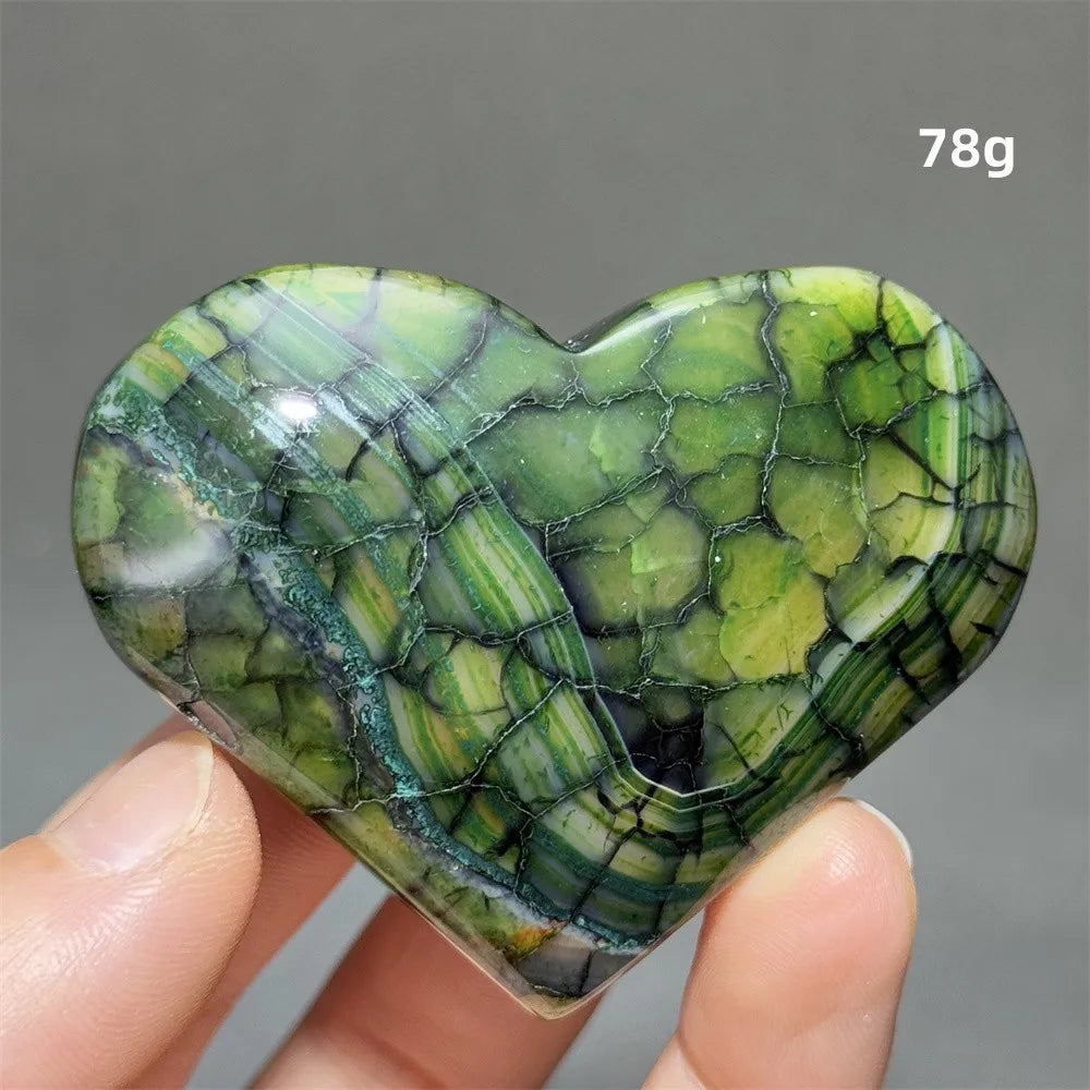 Dragon Veined Pattern Agate Crystal Heart