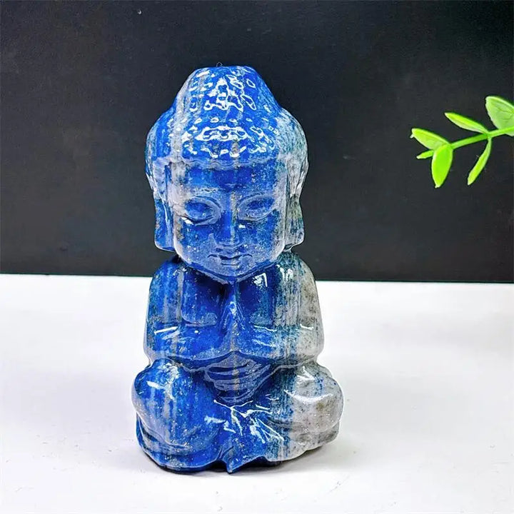Lapis Lazuli Crystal Carved Buddha Meditation Statue