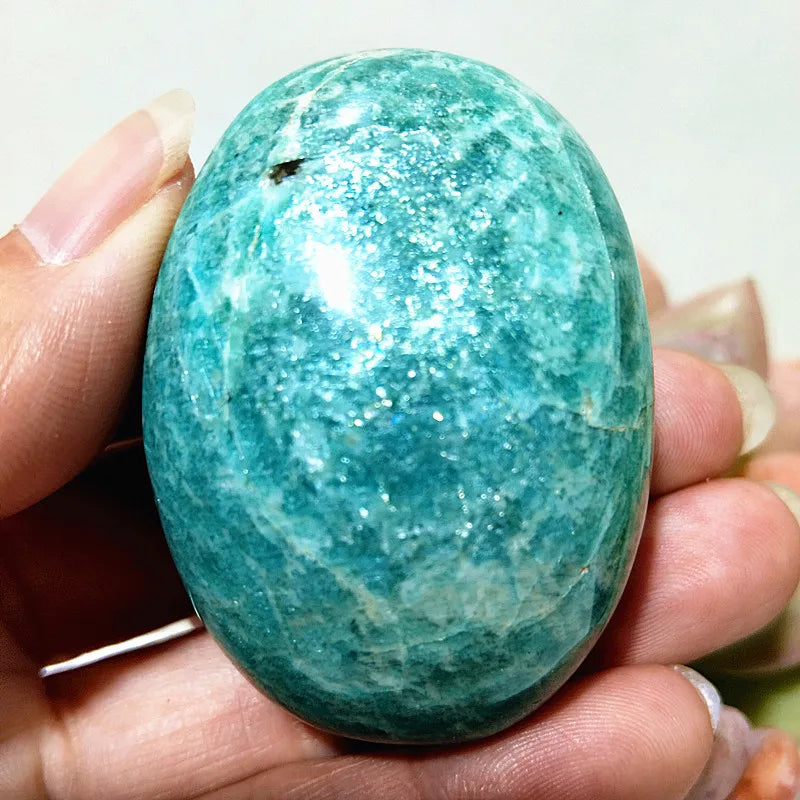 Amazonite Crystal Polished Palm Stone Natural Specimen