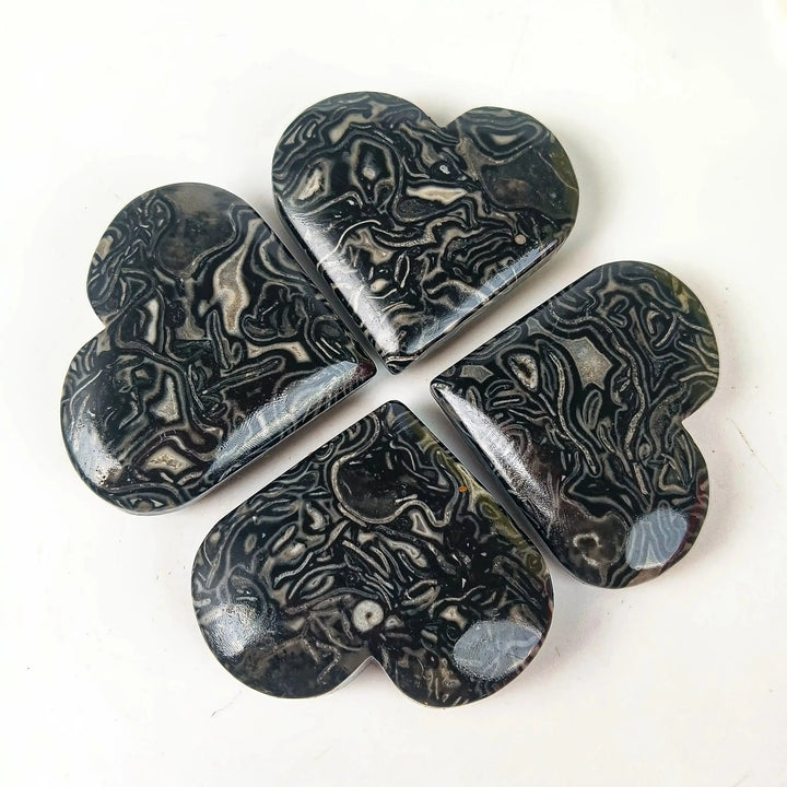 Black Crazy Agate Heart