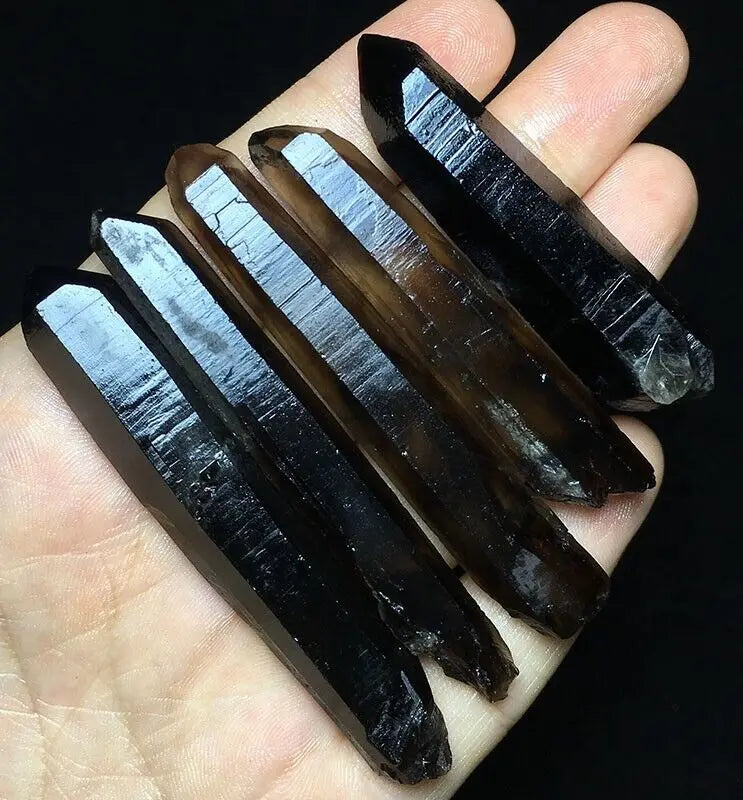 Himalayan Black Lemurian Smoky Quartz Crystal Points