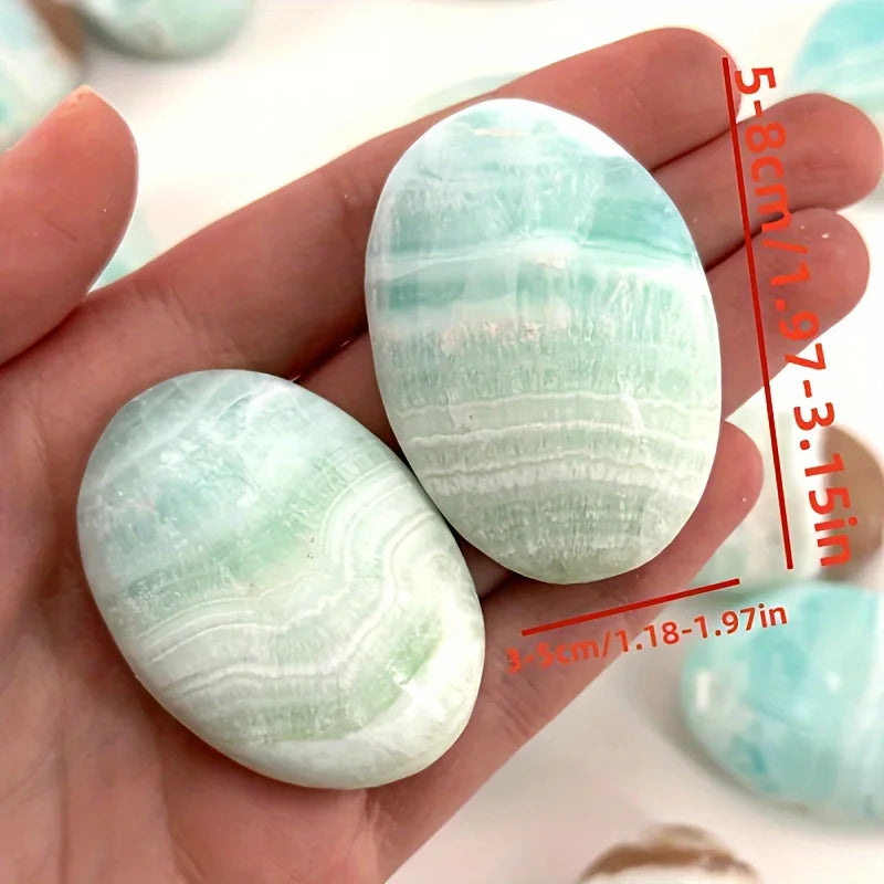 Caribbean Blue Calcite Crystal Palm Stone