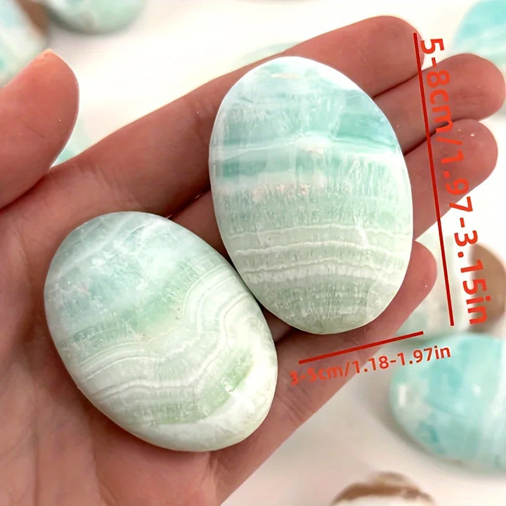 Caribbean Blue Calcite Crystal Palm Stone