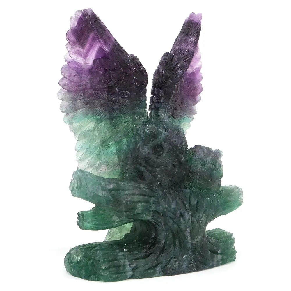 Rainbow Fluorite Owl Carving (5.7")