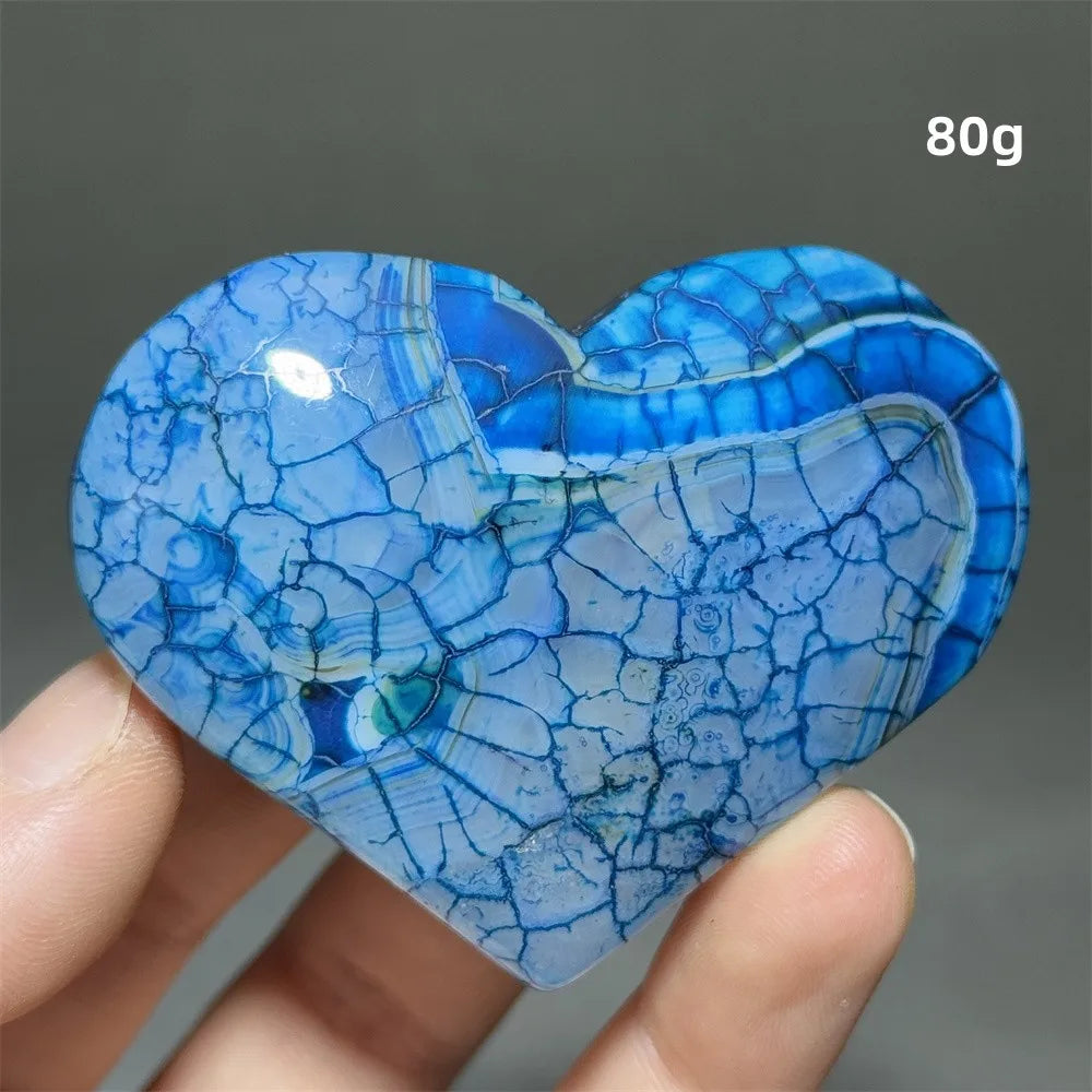 Dragon Veined Pattern Agate Crystal Heart
