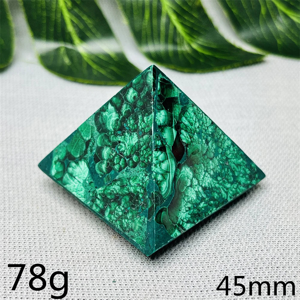 Malachite Crystal Pyramid Handcrafted Sacred Geometry