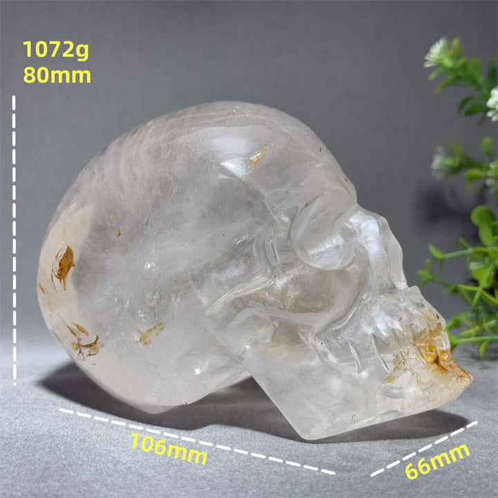 Clear Quartz Crystal Hand-Carved Skull
