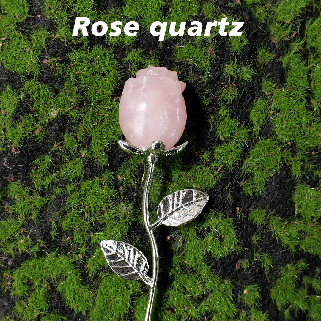 Crystal Carved Rose Flower Natural Gemstone in 11 Materials