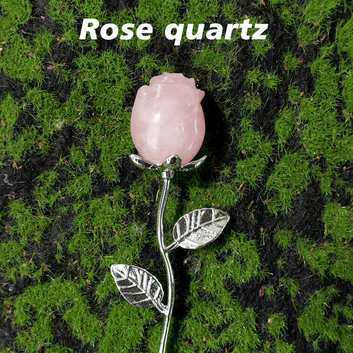 Crystal Carved Rose Flower Natural Gemstone in 11 Materials