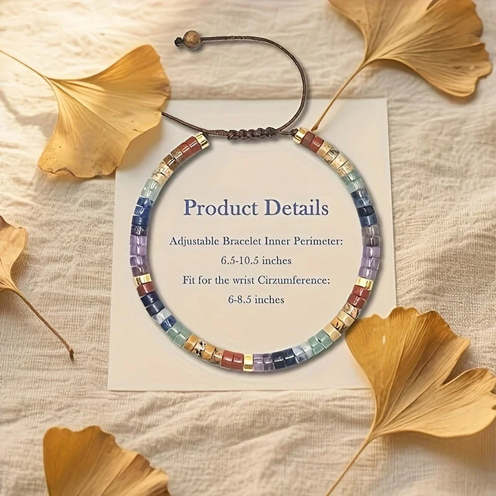 Natural Stone Seven Chakra Beaded Woven Unisex Bracelet