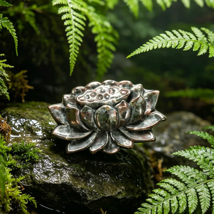 Yooperlite Crystal Carved Lotus Flower Statue Sculpture