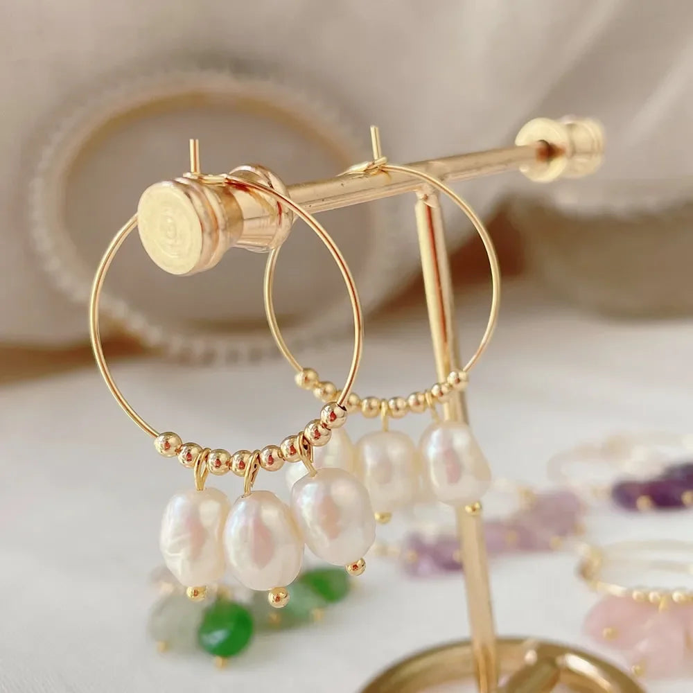 Irregular Crystal Stone Dangle Hoop Earrings for Women