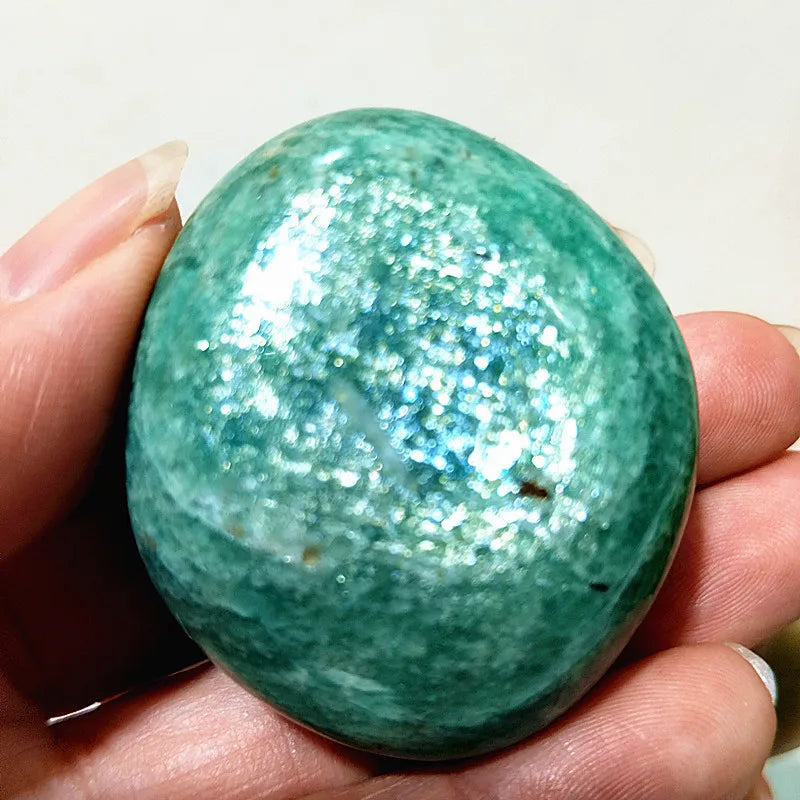 Amazonite Crystal Polished Palm Stone Natural Specimen