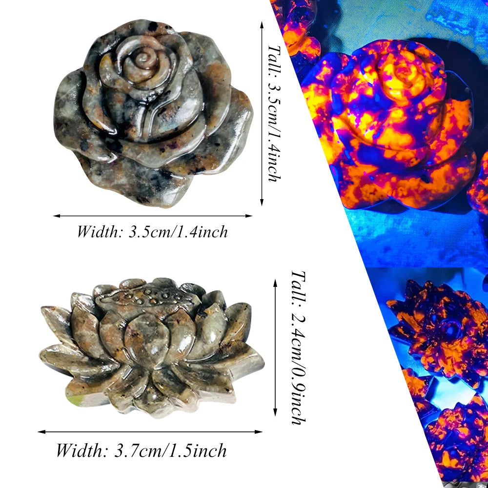 Crystal Carved Flower Sculptures in Multiple Stones