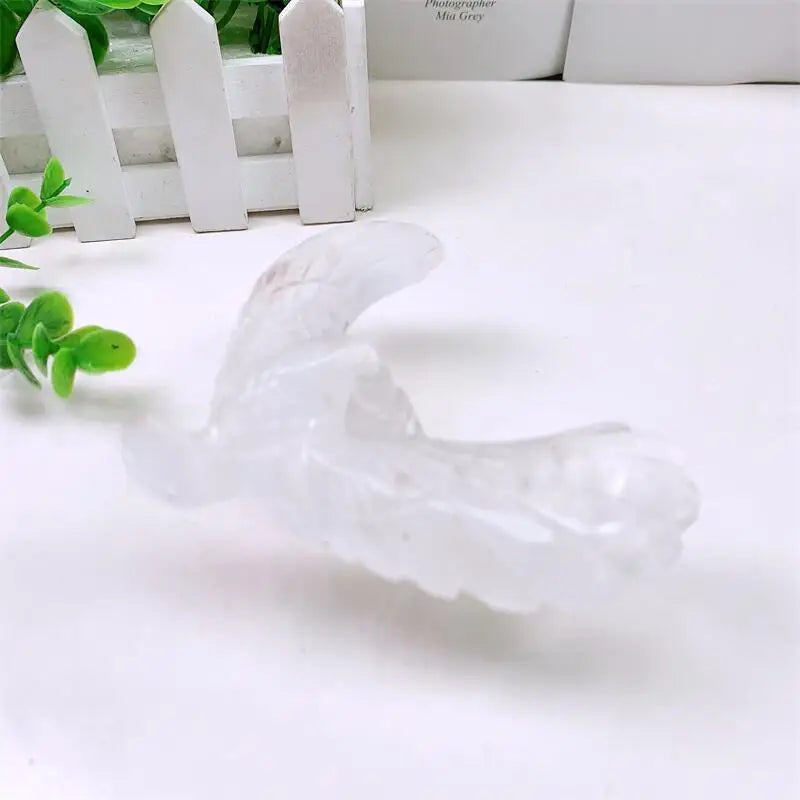 Clear Quartz Crystal Carved Spinning Eagle On Pyramid Statue