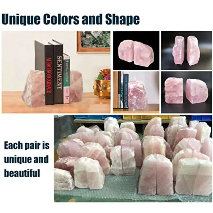 Rose Quartz Crystal Natural Bookend Pair Collection