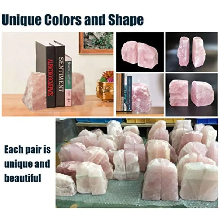 Rose Quartz Crystal Natural Bookend Pair Collection