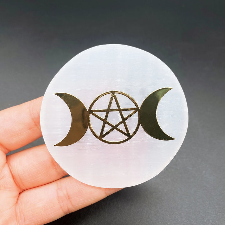 Selenite Crystal Charging Plate Engraved