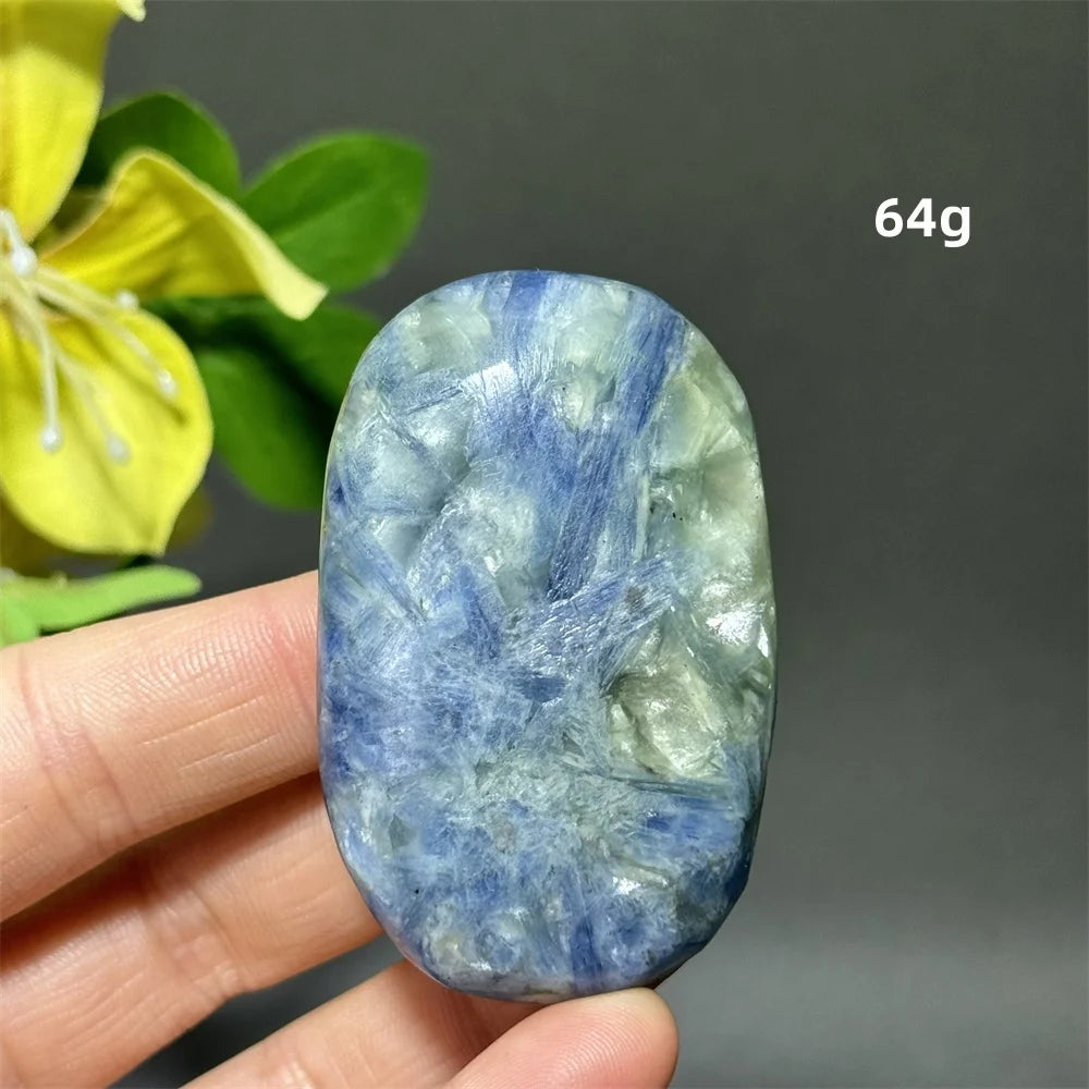 Blue Kyanite Crystal Palm Stone Natural Polished Piece