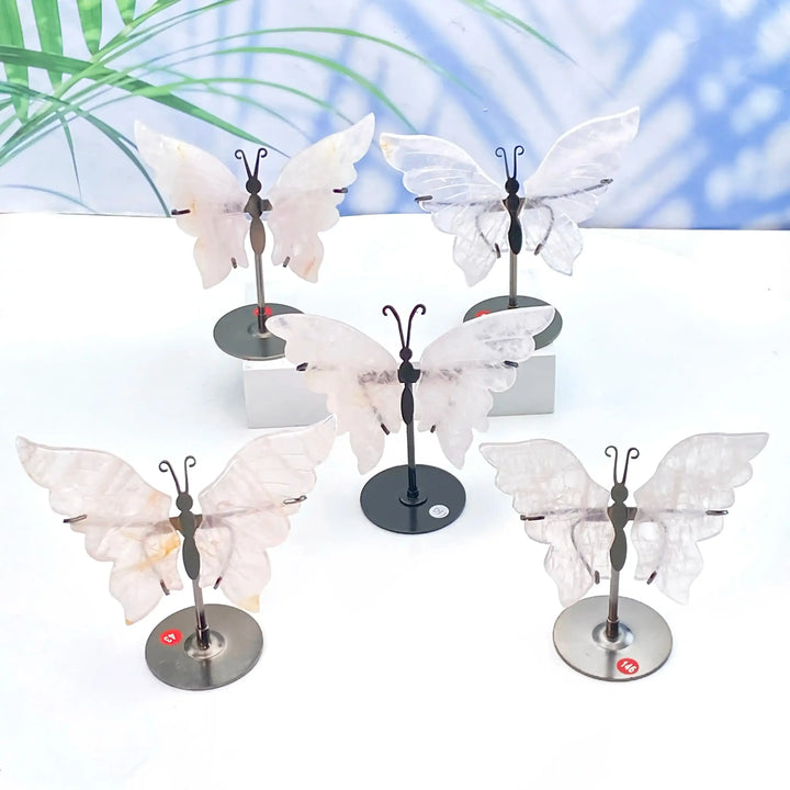 Mixed Stone Crystal Carved Butterfly in Five Materials