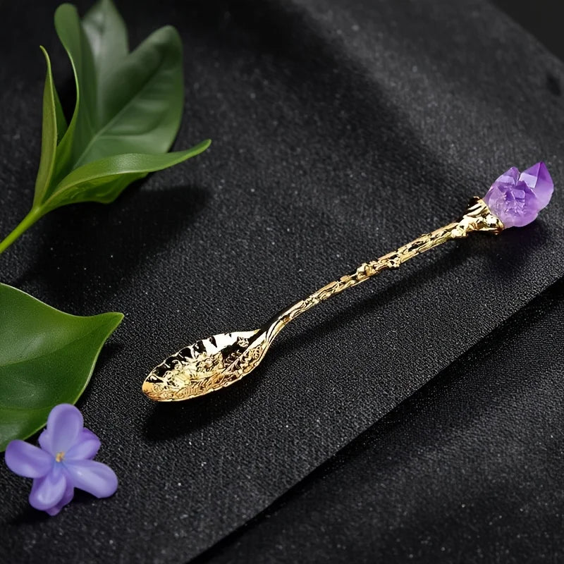 Amethyst Crystal Cluster Decorative Tea Spoon