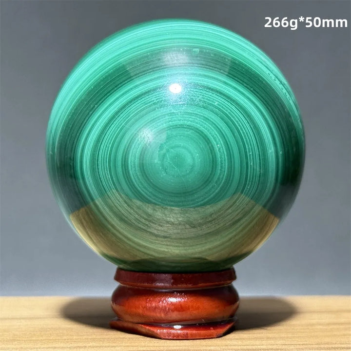 Malachite Crystal Polished Sphere with Display Base