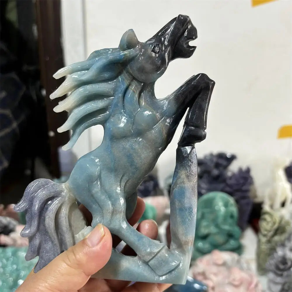Trolleite Crystal Carved Horse Collector Sculpture
