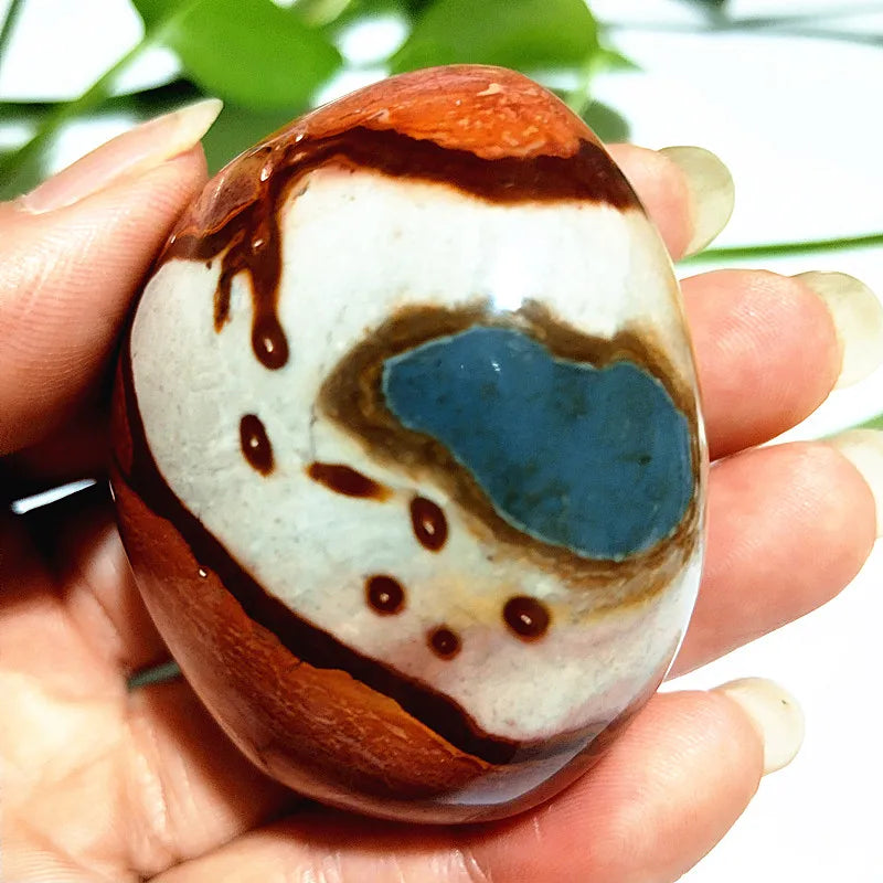 Natural Polychrome Jasper Polished Crystal Palm Stone