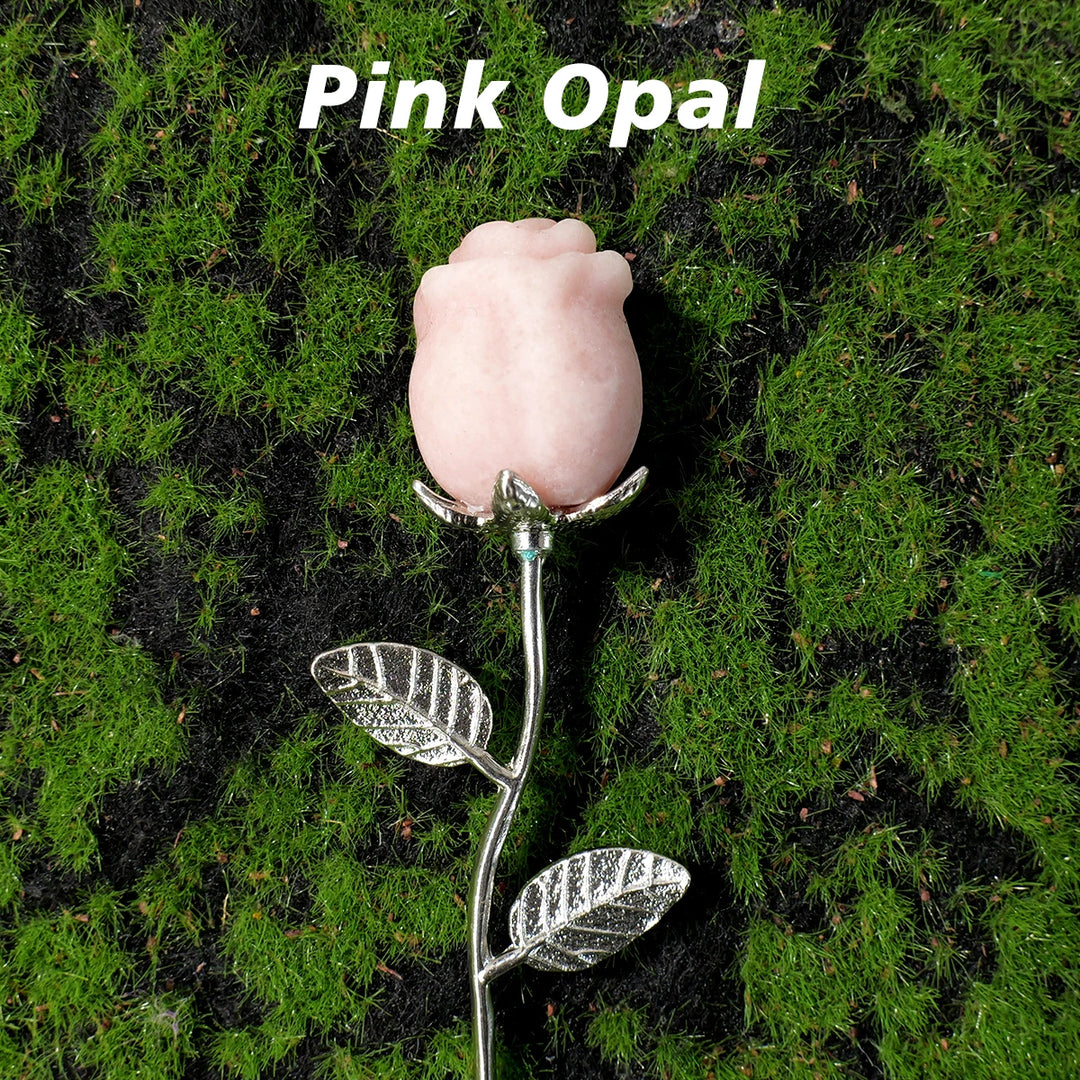 Crystal Carved Rose Flower Natural Gemstone in 11 Materials