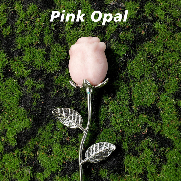 Crystal Carved Rose Flower Natural Gemstone in 11 Materials