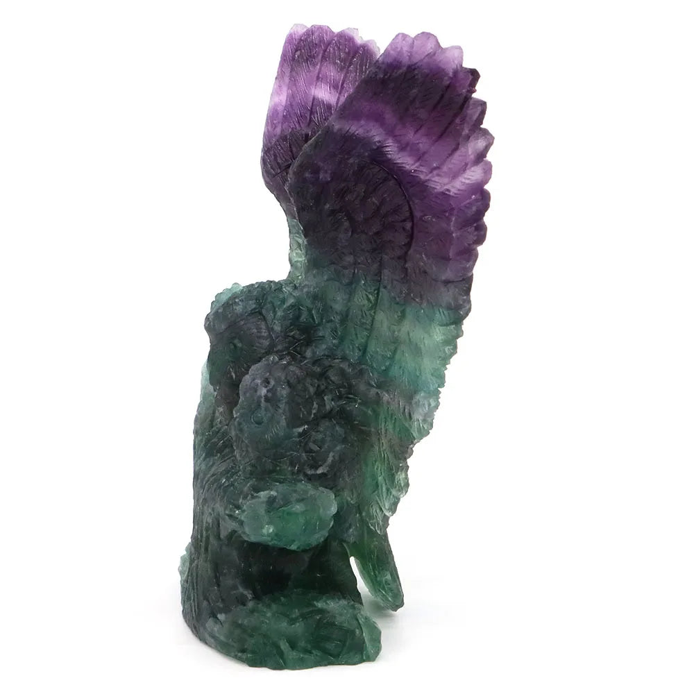 Rainbow Fluorite Owl Carving (5.7")