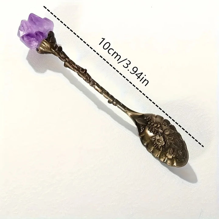 Amethyst Crystal Cluster Decorative Tea Spoon