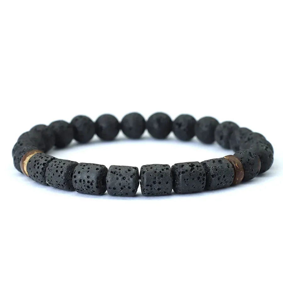 Natural Stone Coconut Bead Handmade Men's Bracelet