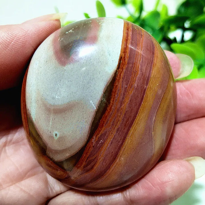 Natural Polychrome Jasper Polished Crystal Palm Stone