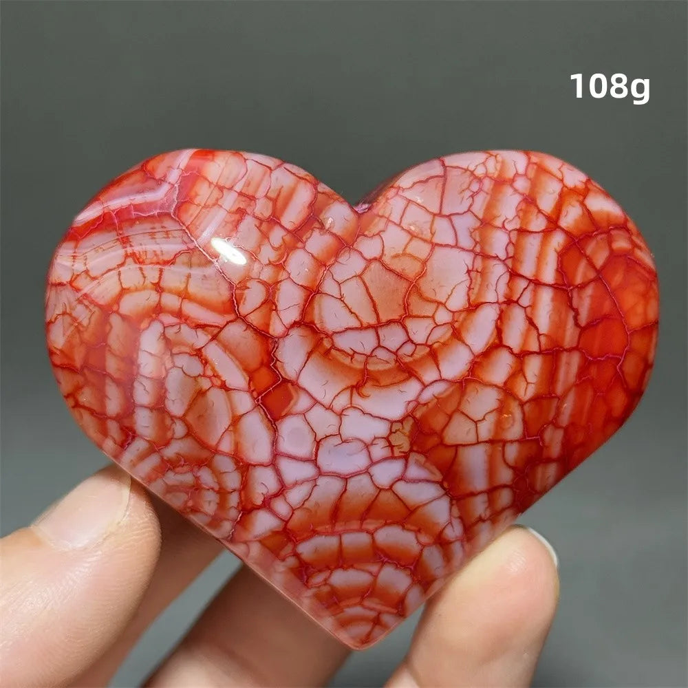 Dragon Veined Pattern Agate Crystal Heart