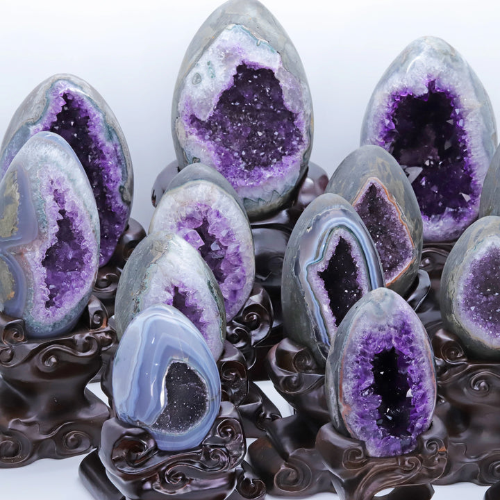 Amethyst Crystal Natural Geode With Stand Statement Piece