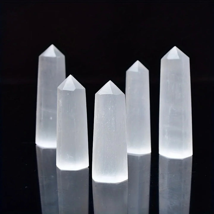 Selenite Crystal Tower Hexagonal Obelisk Wand