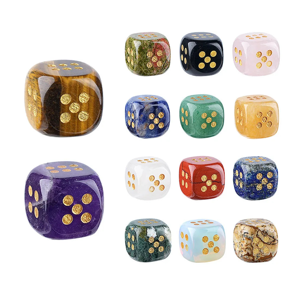 Crystal Carved Dice Rounded Corners Multi-Stone
