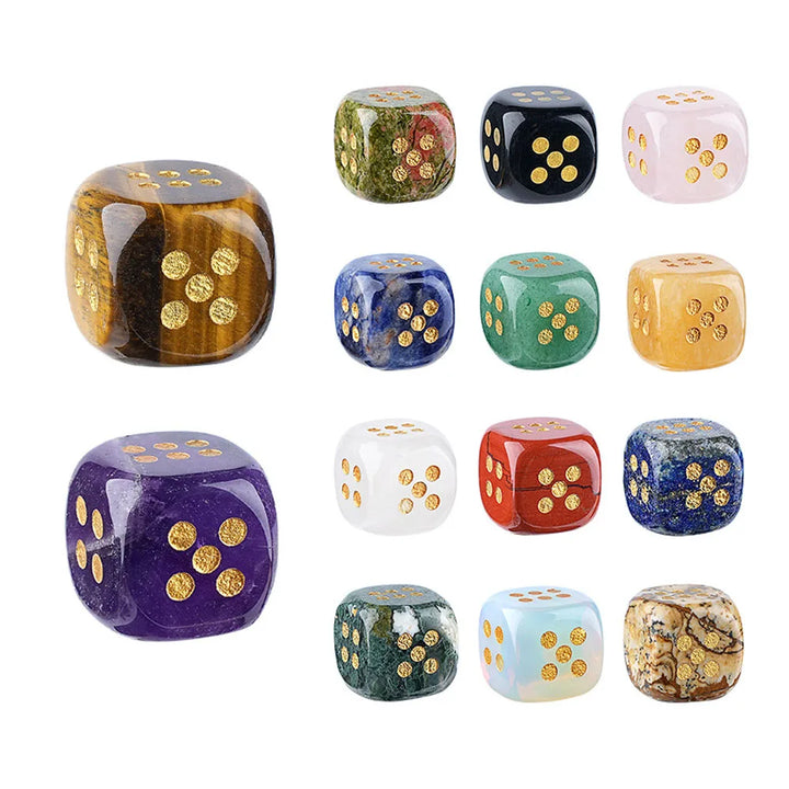 Crystal Carved Dice Rounded Corners Multi-Stone
