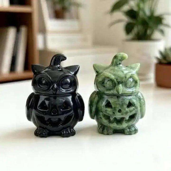 Xiuyu Jade & Obsidian Owl Pumpkin Carving