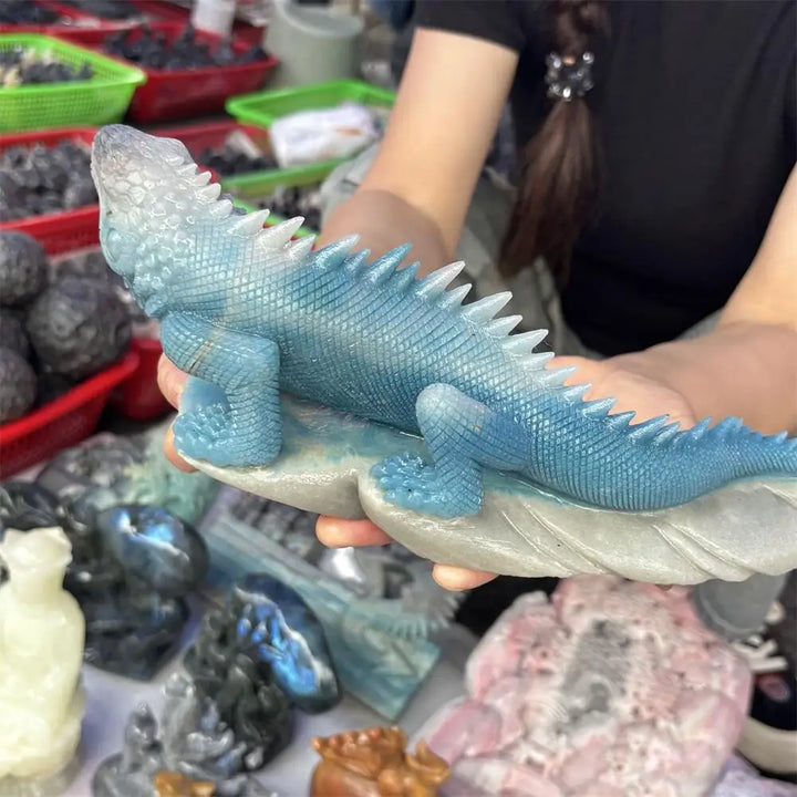 Trolleite Crystal Carved Lizard Animal Statue Carving