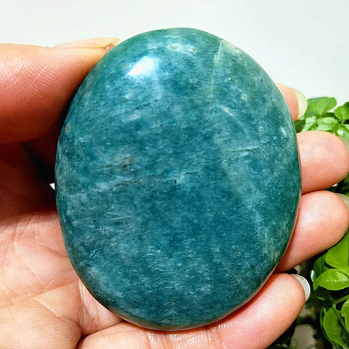 Amazonite Crystal Polished Palm Stone Natural Specimen
