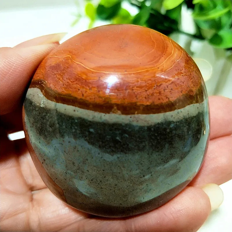 Natural Polychrome Jasper Polished Crystal Palm Stone