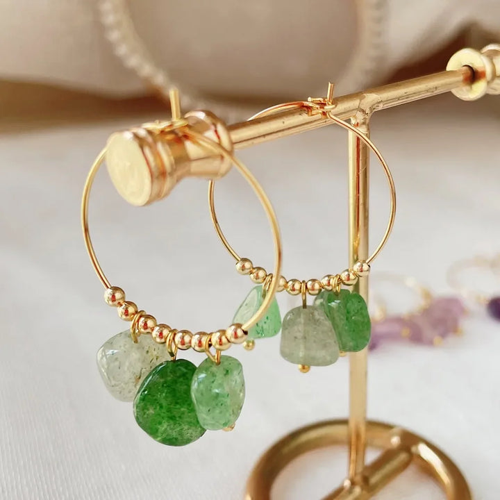 Irregular Crystal Stone Dangle Hoop Earrings for Women